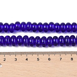 手作りランプワークビーズ  フラットラウンド  ブルー  10x5.5mm  穴：2mm&nbsp;LAMP-Q004-02A