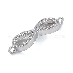 Rack Plating Brass Micro Pave Clear Cubic Zirconia Infinity Connector Charms&nbsp;KK-A234-079P