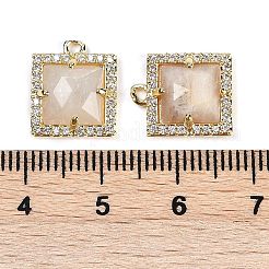 Natural Moonstone Faceted Square Charms&nbsp;G-I375-06G-03