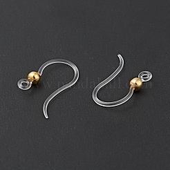 透明レジン ピアスフック  316ステンレススチールの丸型ビーズと水平ループ付き  ゴールドカラー  16x12x3mm  穴：1.2mm  21ゲージ  ピン：0.7mm&nbsp;RESI-G050-01G