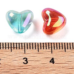 透明なアクリルビーズ  ABカラーメッキ  ハート  ミックスカラー  9x10.5x6mm  穴：1.4mm  1428個/ 500g&nbsp;OACR-S136-06A
