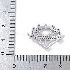 Rack Plating Brass Micro Pave Clear Cubic Zirconia Heart Crown Connector Charms&nbsp;KK-A234-060P