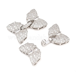 Brass Micro Pave Clear Cubic Zirconia Fold Over Clasps&nbsp;KK-C075-44P