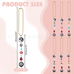 6Pcs 6 Styles Handmade Lampwork Beads Hanging Ornament&nbsp;HJEW-AR00015