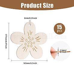 Unfinished Wood Flower Pendants&nbsp;AJEW-WH0270-733