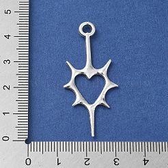 合金のチベット風チャーム  ハート  44.5x19.5x1.5mm  穴：3mm&nbsp;PALLOY-O002-06B-AS