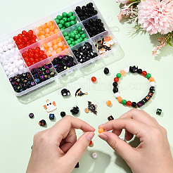 ハロウィンをテーマにしたDIYビーズ探しキット  合金エナメルペンダント10個付き  440PCSアクリルビーズ  混合形状  ミックスカラー  17.5x17x1mm  穴：1.6mm&nbsp;DIY-YW0017-34