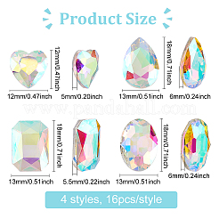 64Pcs 4 Style Glass Rhinestone Cabochons&nbsp;RGLA-FG0001-11A