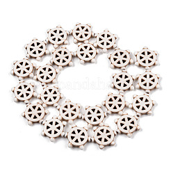 合成ターコイズビーズ連売り  染め  舵  フローラルホワイト  17x16x3mm  穴：1.4mm  約23個/連  14.96インチ〜15.16インチ（38~38.5cm）&nbsp;TURQ-TAC0001-03