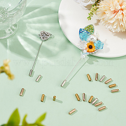 真鍮ブローチ金具 3色 60個  ピンキャップ  内部のゴムと  コラム  ミックスカラー  11.5x3.5mm  穴：0.6mm  20個/カラー&nbsp;KK-NB0003-79