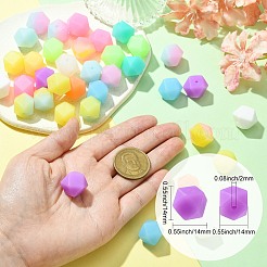 50Pcs Luminous Hexagon Food Grade Silicone Beads&nbsp;SIL-CJ0001-39