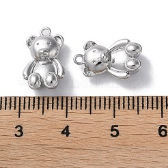 真鍮製チャーム  カドミウムフリー＆ニッケルフリー＆鉛フリー  クマのチャーム  プラチナメッキ  14.5x9x4.5mm  穴：1.2mm&nbsp;X-KK-F867-03P