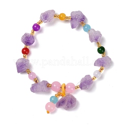 Nuggets Natural Amethyst Stretch Beaded Bracelets&nbsp;BJEW-H546-01