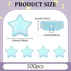 500 個の環境に優しい透明アクリル ビーズ  スター  ABカラー  シアン  10x4mm  穴：1.5mm&nbsp;MACR-ME0001-19