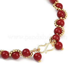 Spray Painted Imitation Jade Glass Round Beaded Bracelets for Women&nbsp;BJEW-JB12050-01