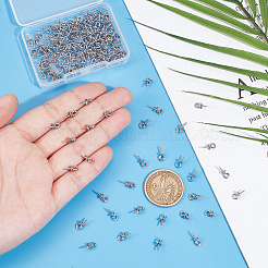 304ステンレススチールスクリューアイピンペグベイル  片穴パーツ用  ステンレス鋼色  10x4mm  穴：2mm  ピン：1.5mm  150個/箱&nbsp;STAS-UN0002-18P