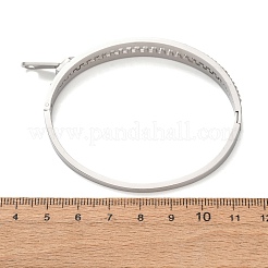 女性用304ステンレススチール製ヒンジ付きラインストーンバングル  ジッパー  ステンレス鋼色  内径：2.42x1.97インチ（61.5x5cm）&nbsp;BJEW-K307-02P