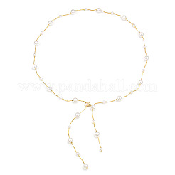 Alloy & Plastic Imitation Pearl Round Beads Bar Link Tassel Waist Chains for Women&nbsp;WG258D9-01