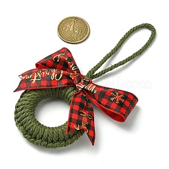 3Pcs 3 Colors Handmade Cotton Christmas Wreath Pendant Decoration&nbsp;HJEW-JM02702