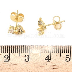 Brass Micro Pave Clear Cubic Zirconia Stud Earrings&nbsp;EJEW-Z144-26G