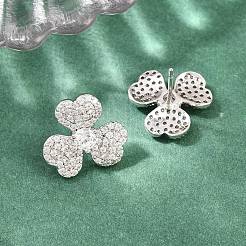 Brass Micro Pave Cubic Zirconia Stud Earrings&nbsp;EJEW-G471-51P