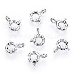 Rhodium Plated 925 Sterling Silver Spring Ring Clasps&nbsp;STER-T004-81A-P