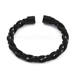 イオンプレーティング（IP）304ステンレススチール製女性用カフバングル  ツイスト  ブラック  内径：2-3/8インチ（6cm）&nbsp;STAS-M023-18B