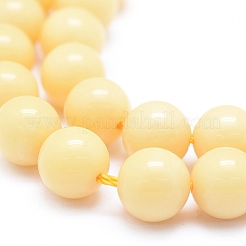 天然石イエロージェイド翡翠ビーズ連売り  ラウンド  8mm  穴：0.8mm  約50個/連  16.14インチ（41cm）&nbsp;G-D0010-02-8mm