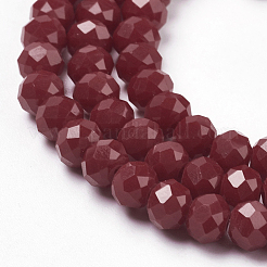 Faceted Solid Color Glass Rondelle Beads Strands&nbsp;GLAA-Q044-6mm-25