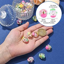 20個 10スタイル 手作り透明アクリルビーズ  手描きのビーズ  丸くフルーツ柄  ミックスカラー  18x15mm  穴：2.5~3mm  2個/スタイル&nbsp;MACR-CJ0002-14