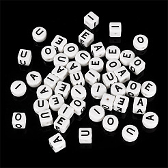 釉薬をかけた磁器ビーズ 50種類 10個  光沢のあるセラミックビーズ  文字付きのキューブ  混合図形  8.5~10.5x8.5~10.5x6.5~8.5mm  穴：1.6mm  5個/スタイル&nbsp;PORC-TA0001-36
