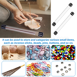 PVCプラスチック透明収納チューブ5個  キャップ付きプラスチックチューブ 硬質ボトル容器  ブラック  27.7x2.8cm  内径：2.3のCM&nbsp;FIND-GA0008-68A