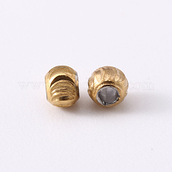 201ステンレス鋼波形ビーズ  ラウンド  ゴールデン·ステンレス鋼色  3x2.5mm  穴：1.2mm&nbsp;X-STAS-S103-17A-G