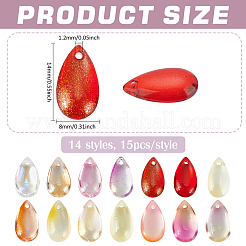 210Pcs 14 Styles Glass Charms&nbsp;FIND-PH0025-34