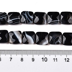 Dyed & Heated Natural Black Banded Agate/Striped Agate Beads Strands&nbsp;G-T138-170