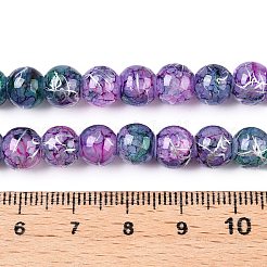 ドローベンチのクラックルガラスビーズ連売り  ロンデル  暗い蘭  8x7mm  穴：1.2mm  約109~113個/連  30.51~31.30インチ（77.5~79.5cm）&nbsp;GLAA-N006-8mm-05