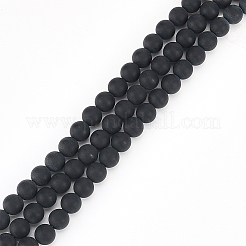 3連売り天然黒瑪瑙ビーズ連売り  グレードA  艶消し  ラウンド  染め＆加熱  8mm  穴：1mm  約48個/連  15.5インチ&nbsp;G-GO0001-04