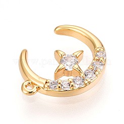 Brass Micro Pave Clear Cubic Zirconia Pendants&nbsp;KK-T075-49G
