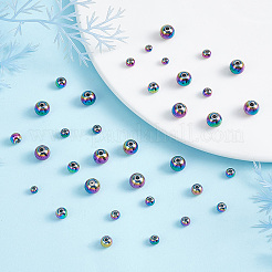 100Pcs 4 Style Rack Plating Rainbow Color 304 Stainless Steel Beads&nbsp;STAS-PH0004-34