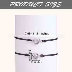 2個 2スタイル 430 ステンレススチール ノット ハートリンクブレスレットセット  親友のカップルの家族のためのマッチカップルの調節可能なブレスレット  ステンレス鋼色  7-1/8インチ（18cm）  1個/スタイル&nbsp;JB718A