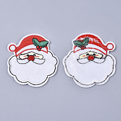 クリスマステーマ  機械刺繍布地手縫い/アイロンワッペン  アップリケ  父のクリスマス＆ベル＆ミル鹿＆クリスマスストッキング＆雪だるま＆クリスマスツリー＆車＆スノーフレーク  ミックスカラー  35~79.5x41~66x1.5mm  120個/袋&nbsp;AJEW-S076-039