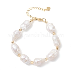 Natural Baroque Pearl Keshi Pearl Beaded Bracelets&nbsp;BJEW-JB13336