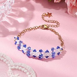 女性用ハンドメイドガラスシードビーズブレスレットセット3個  ミックスカラー  6-1/2インチ（16.6cm）&nbsp;BJEW-MZ00133