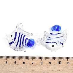 手作りランプワークペンダント  魚  ブルー  32~39x22~37x10~15mm  穴：2~4mm&nbsp;LAMP-I029-13A