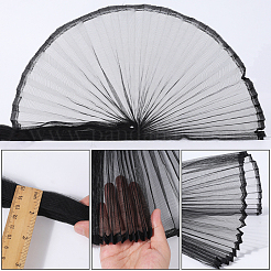 ポリエステルプリーツ生地  服装アクセサリー  ブラック  1600x0.2mm&nbsp;DIY-WH20007-674B