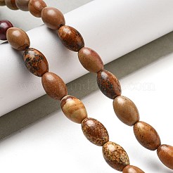天然石ピクチャージャスパービーズ連売り  ライス  12x8mm  穴：1.2mm  約33個/連  15.94''（40.5センチメートル）&nbsp;G-B106-B21-01