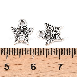 チベットのスタイル合金の蝶のチャーム  アンティークシルバー  10.5x9x2mm  穴：1.4mm&nbsp;PALLOY-A024-08AS