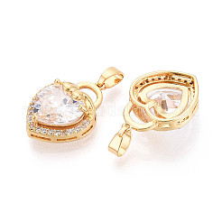 Brass Micro Pave Cubic Zirconia Pendants&nbsp;KK-N272-04G