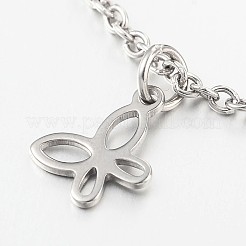 変色しにくい蝶のステンレススチールペンダントアンクレット  カニカンとエンドチェーン付き  ステンレス鋼色  230x2mm&nbsp;AJEW-AN00104-02