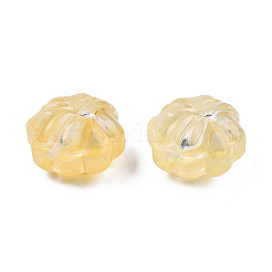 透明なスプレー塗装ガラスビーズ  クローバー  シャンパンイエロー  11.5x11.5x7.5mm  穴：1mm&nbsp;GLAA-N035-028-C04